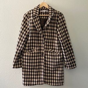 Brown and Cream Houndstooth Coat